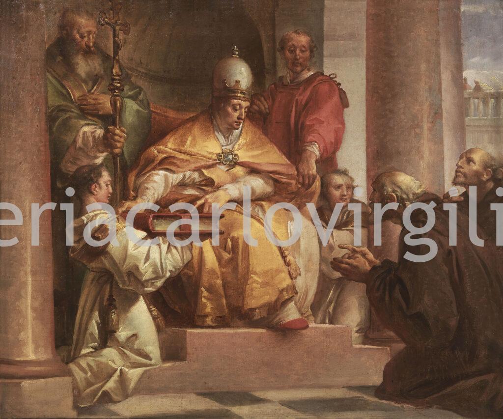 Giuseppe Cades - Pope Gregory the Great delivers the Benedictine Rule to Saints Constantine and Simplicius